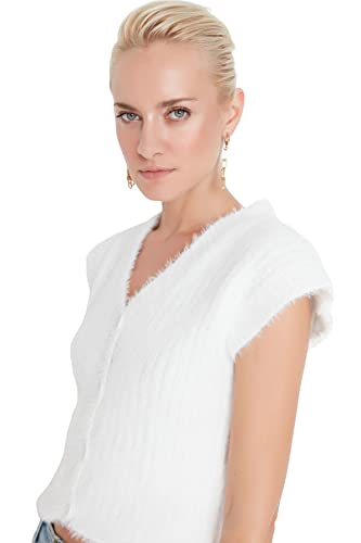 TRENDYOL Bluza damska Beard Rope Knitwear Sweater, ecru, M, écru, M