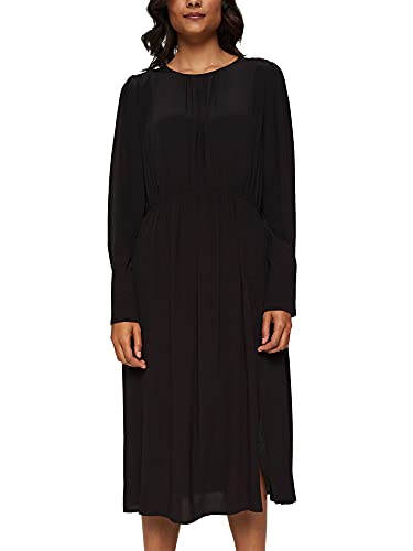 ESPRIT Sukienka midi z crêpe z LENZING™ ECOVERO™, czarny, 36