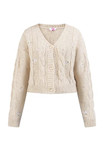 myMo Cropped kardigan damski 12425458, beżowy, XL-XXL