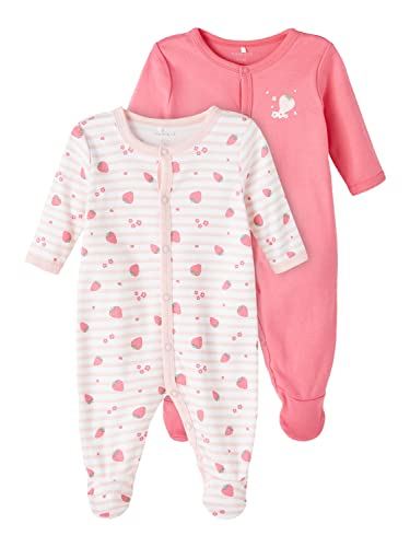 NAME IT Baby Girls NBFNIGHTSUIT 2P W/F Strawberry NOOS śpiwór, Camellia Rose, 74, Camellia Rose, 74 cm