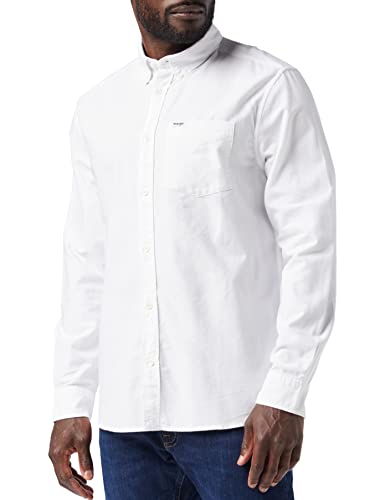 Wrangler Męska koszula z guzikami na guziki 1 PKT, biała, 4 x duża
