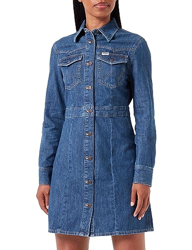 Wrangler Damska sukienka typu slim western, casualowa, Ciekawy kot, L