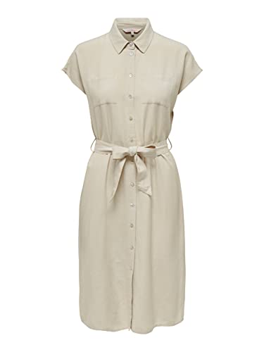 Bestseller A/S Damska ONLKERRY SS Len Shirt Dress PNT NOOS sukienka, Oatmeal, XS, owsianka, XS