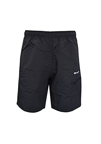 Champion Męskie Legacy Autentyczne Spodnie Peached Feel Crinckle Cargo Szorty, Czarny, XL
