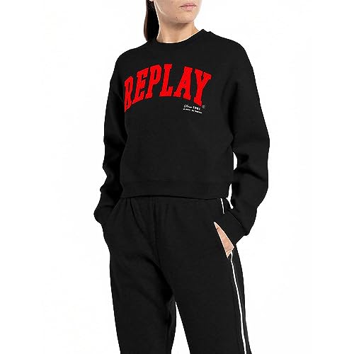 Replay damska bluza cropped, 098 BLACK, XS