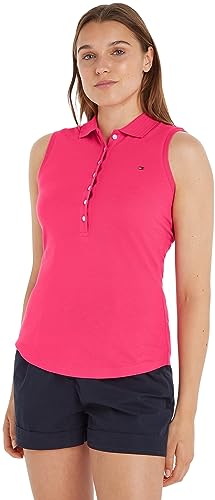 Tommy Hilfiger Damska koszulka polo z wąskim kołnierzem NS S/S, jasnoróżowa, XS, Jasny różowy Cerise, XS