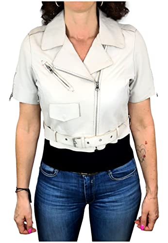 Freaky Nation Zea-Fn damska kurtka skórzana, biały, XS