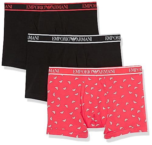 Emporio Armani mężczyźni Emporio Armani Mężczyźni 3-pak Core pasek z logo Boxer Bokserki, Blac/Pr.Bitter/Czarny, S