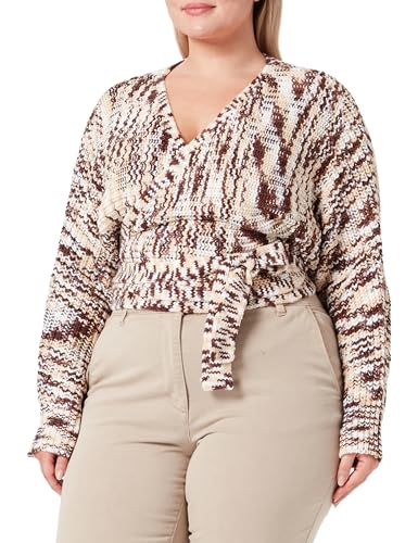 LIBBI Damska kurtka kopertowa z dzianiny 12425323-LI01, brązowa wielokolorowa, XS/S, Brązowy, wielokolorowy., XS-S