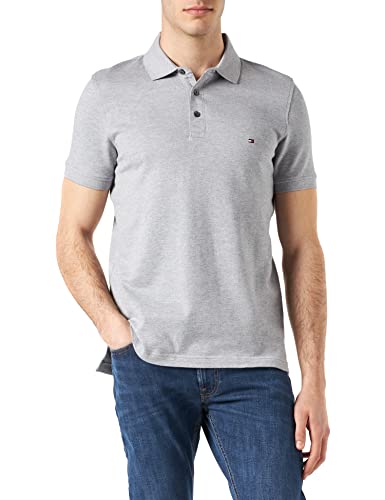 Tommy Hilfiger Męska koszulka polo Slim Slim, Średni szary wrzos/kość słoniowa, S