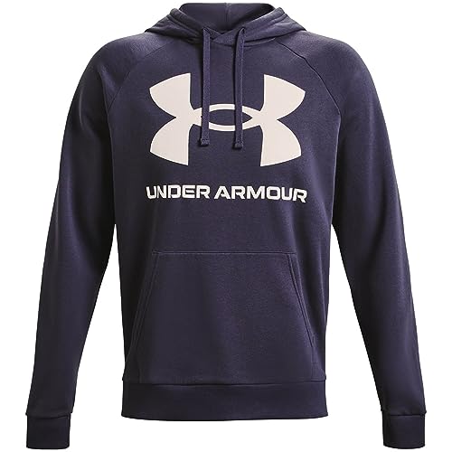 Under Armour Mens Fleece Tops Men's Ua Rival Fleece Big Logo Hoodie, Tempered Steel, 1357093-558, XXL