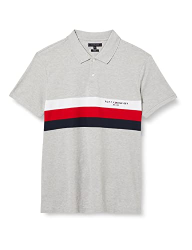 Tommy Hilfiger Męska koszulka polo w bloki kolorów Slim S/S, jasnoszary wrzos, XS