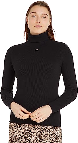 Tommy Jeans Damska bluza z golfem Tjw Essential, Czarny, XXS