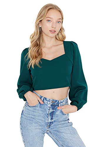 Trendyol Bluza damska Green Crop Blouse, 38