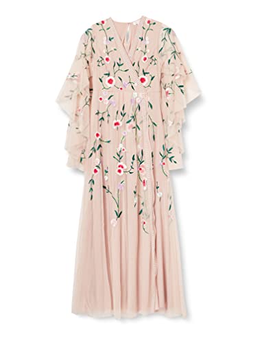 Frock and Frill Damska haftowana sukienka w kwiaty na specjalne okazje, różowa, 10