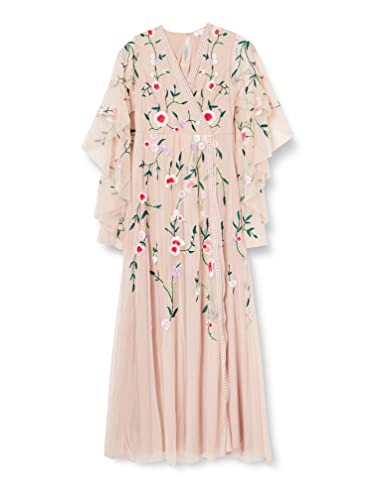 Frock and Frill Damska haftowana sukienka w kwiaty na specjalne okazje, różowa, 10