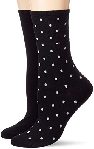Tommy Hilfiger Damskie skarpety w kropki (2 sztuki), czarny, 39-42 EU