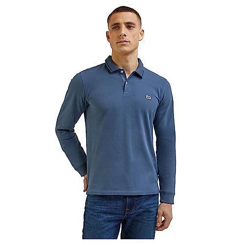 Lee Męska koszulka polo Ls Pique, niebieski, L