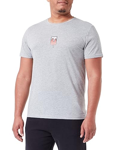 Bona Basics, Cyfrowy nadruk, męski T-shirt basic,%70% bawełna%30 poliester, szary, casualowy, męskie topy, rozmiar: S, szary, S