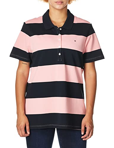 Tommy Hilfiger Damska koszulka polo z kapturem Puff rękaw dla kobiet T-Shirt, Ślubna/Niebo Kapitan Rugby, M