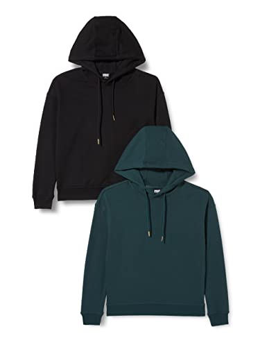 Urban Classics Damska bluza z kapturem, Czarny + zielony, 3XL