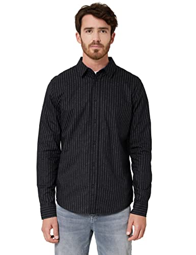 Som Męska koszula D330038 w paski, czarna, XXL, czarny, XXL