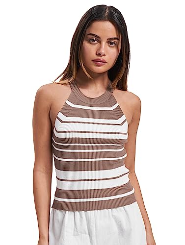 ONLY Damski top z dzianiny wiązany na szyi, antyczny brąz, XL