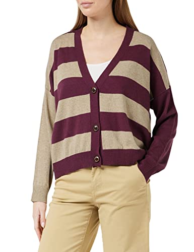 United Colors of Benetton Sweter damski kardigan, Wielobarwny fioletowy i beżowy 92e, S