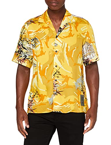 G-STAR RAW Męska koszula Hawaiian Service Regular, Wielokolorowy (Yellow Hawaiian Dutch Camo D19941-c824-c552), XXL