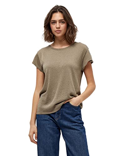 Minus Damska koszulka z dzianiny Carlina, Wood Smoke Lurex, S