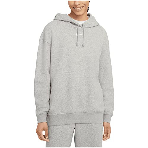 Nike Damska bluza z kapturem W NSW Essntl Clctn FLC Os HD, kolor szary (Dk Grey Heather)/Base Grey/(White), XS