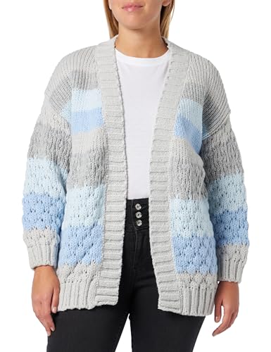 NALLY Damski rozpinany kardigan 19025296-NA02, jasnoszary melanż, XS/S, jasnoszary melanż, XS-S