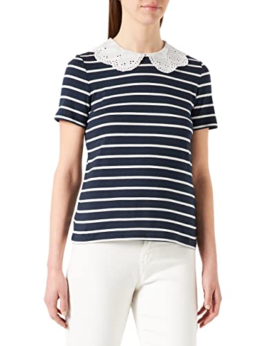 Naf Naf T-shirt damski, niebieski morski/ecru, L