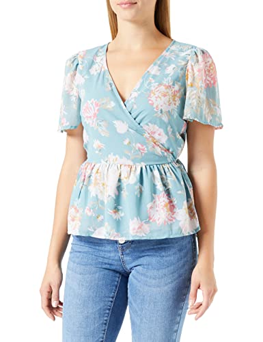 ONLY Damska bluzka Onlstar Life Fia S/S Wrap Top PTM, Ether/Aop: Star Garden Flower, S