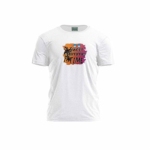 Green Fish, Męski T-shirt z cyfrowym nadrukiem,% 100 bawełna, biały, na co dzień, męskie topy, rozmiar: XL, biały, XL