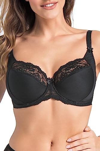 Teyli Damski biustonosz Minimizer z koronką, czarny, 105C