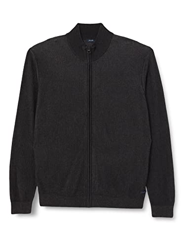 Pierre Cardin Męska kurtka dzianinowa Zip Bicolor Rib Structure, szary, M
