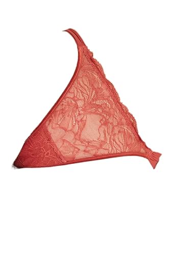 women'secret Damskie koronkowe stringi z detalami w talii, pomarańczowe, 36, pomarańczowy, S