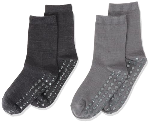 Bestseller A/S Chłopięce skarpety NMMWAK Wool 2 szt. W/Non Skid XXIII, Iron Gate/opakowanie: 2P Iron Gate + Blue Graphite, 19/21, Iron Gate/Pack:2P IRON GATE+BLUE GRAPHITE