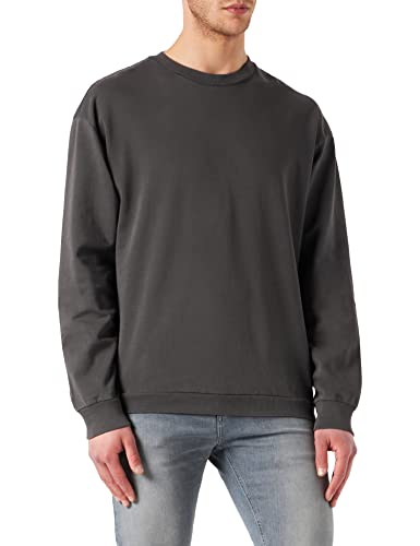 Urban Classics Męska bluza Pigment Dyed Crew Neck Basic sweter dla mężczyzn dostępny w 4 kolorach, rozmiary S - 5XL, Blackbird, S
