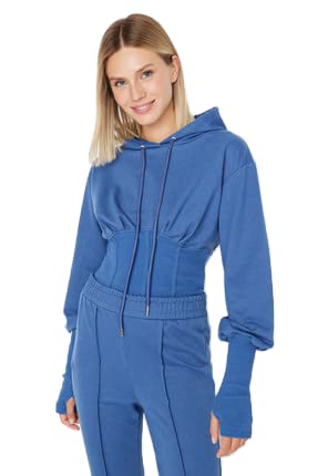 Trendyol Damska bluza TWOAW23SW00750/indygo, indygo, S, Indygo