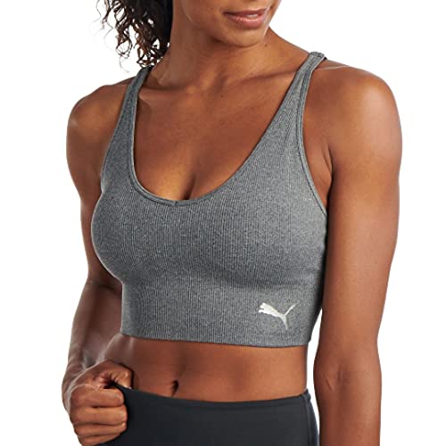 PUMA Biustonosz sportowy bez szwów z lustrzanym odbiciem, bezszwowy biustonosz sportowy, Medium Heather Grey, S