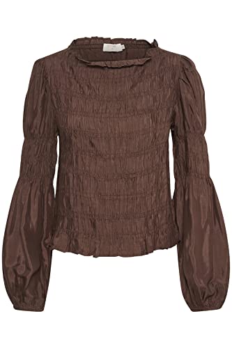 Damska bluzka z długim rękawem Cream Smock Evening Top damska, Kawa Chicory, 44