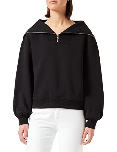 Urban Classics Damska bluza damska Oversized High Neck Troyer Crew, czarny, M