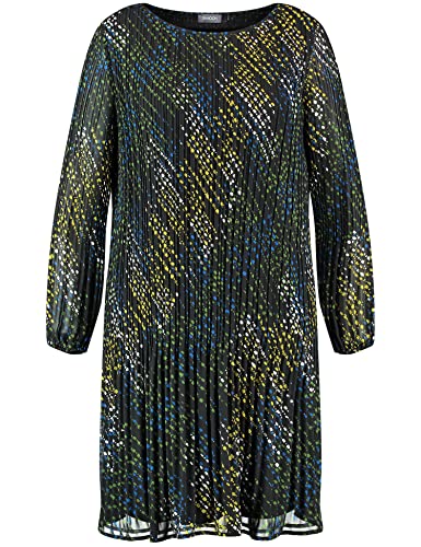 Samoon Damska sukienka 180015-21037 z tkaniny, czarny wzór, 50