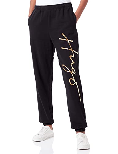 HUGO Damskie spodnie do biegania Script, Czarny, L