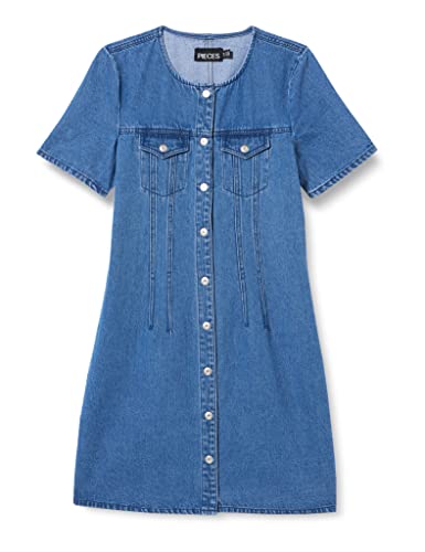 5715367320108 Sukienka damska PCTARA SS NOOS BC, Medium Blue Denim, S, niebieski (medium blue denim), S