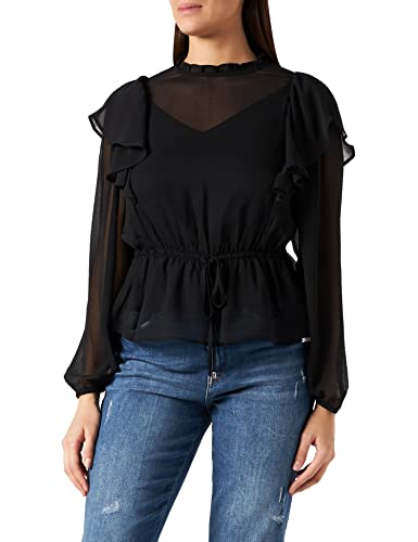 Q/S designed by Bluzka damska z długim rękawem Regular Fit Blouse, szary/czarny., 32 PL