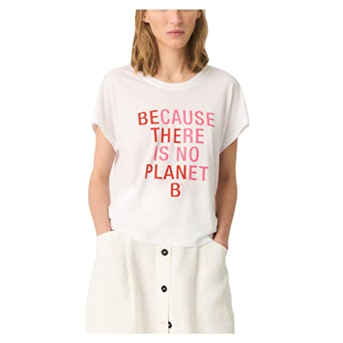 ECOALF, koszulka damska Rialf, bawełna ekologiczna, z okrągłym dekoltem, koszulka bez rękawów, oddychająca i wygodna koszulka z nadrukiem, Biały, XS