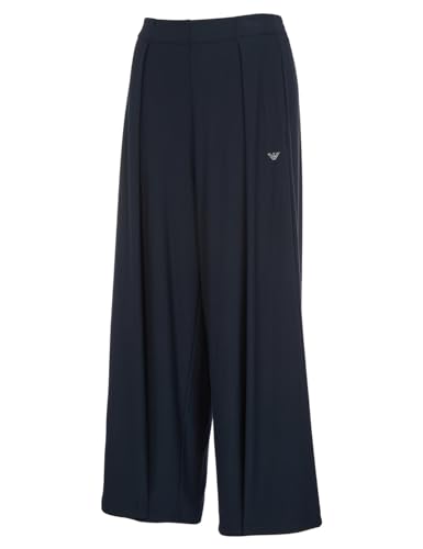 Emporio Armani Damskie spodnie dresowe o luźnym kroju z wiskozy polarowej, morski, L